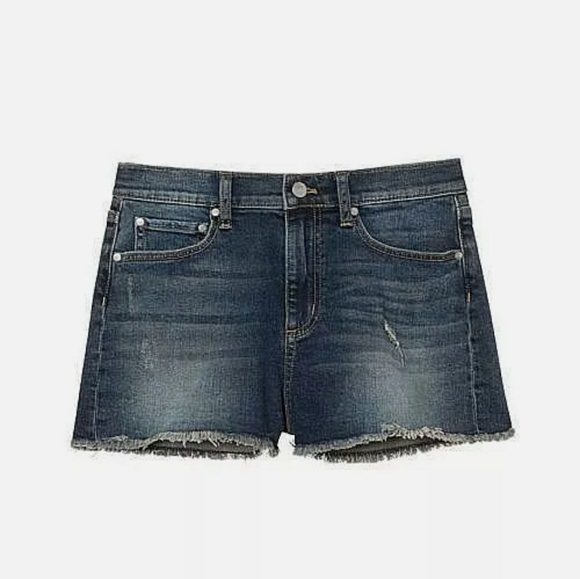 PINK Victoria's Secret Distressed Denim Shorts Size 2 Dark Wash High Waisted NWT - Picture 2 of 15